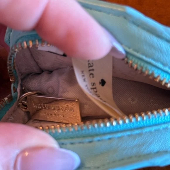 Kate Spade ♠️ Aqua blue Origami Seahorse Small coin pouch - breath of fresh air. - Picture 8 of 9